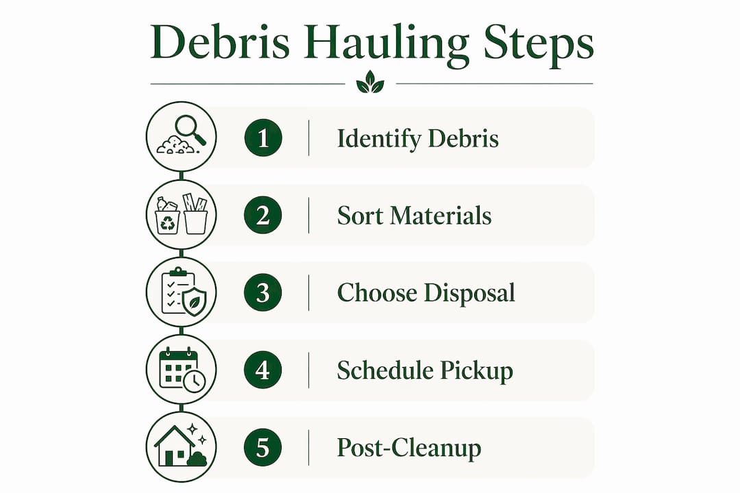 Infographic illustrating steps of renovation debris hauling