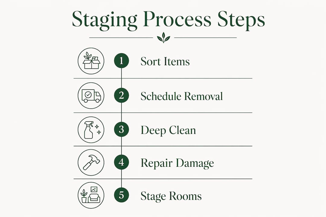 Infographic illustrating home staging steps