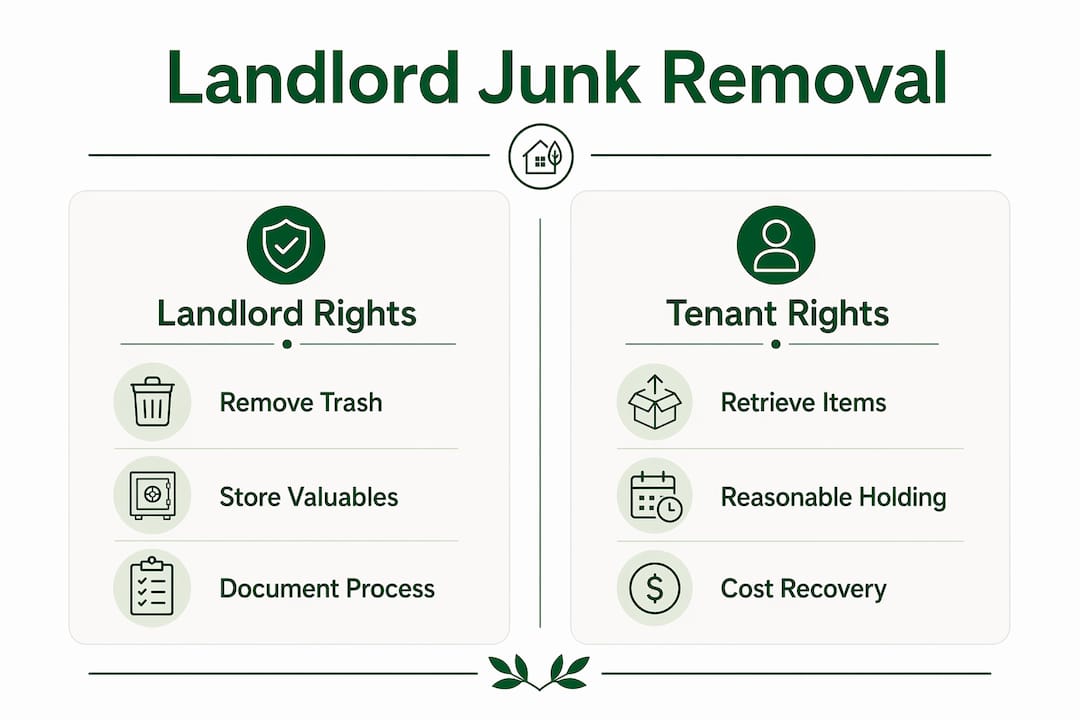 Infographic comparing landlord and tenant junk removal rights