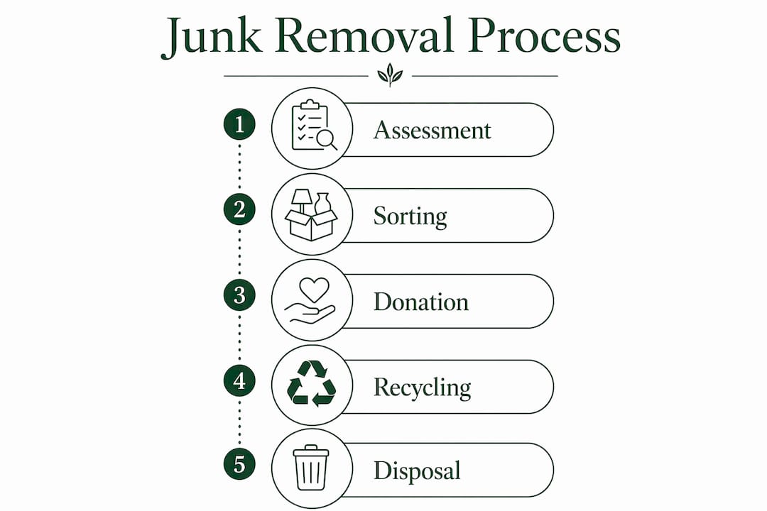 Infographic showing junk removal process stages