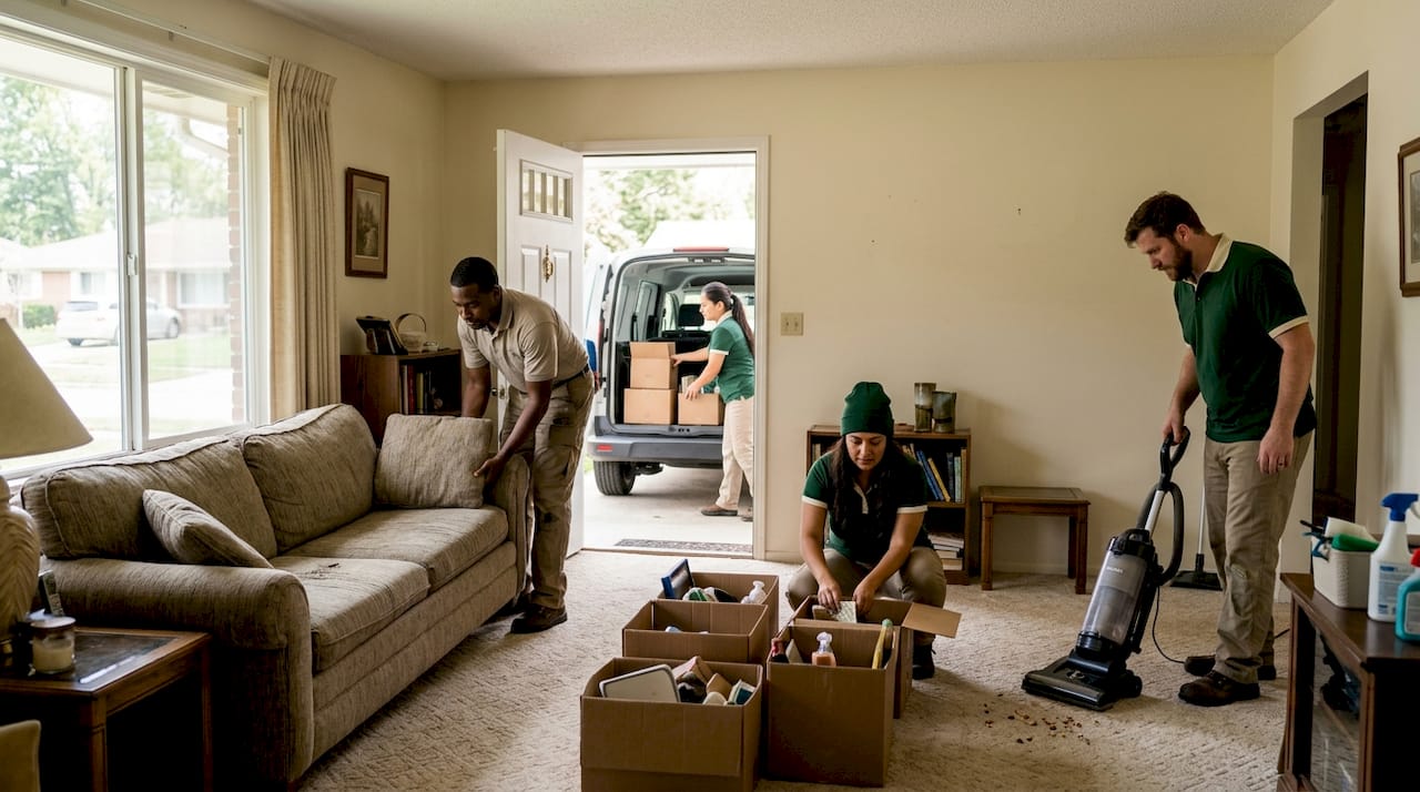 Cleanout crew removing tenant debris
