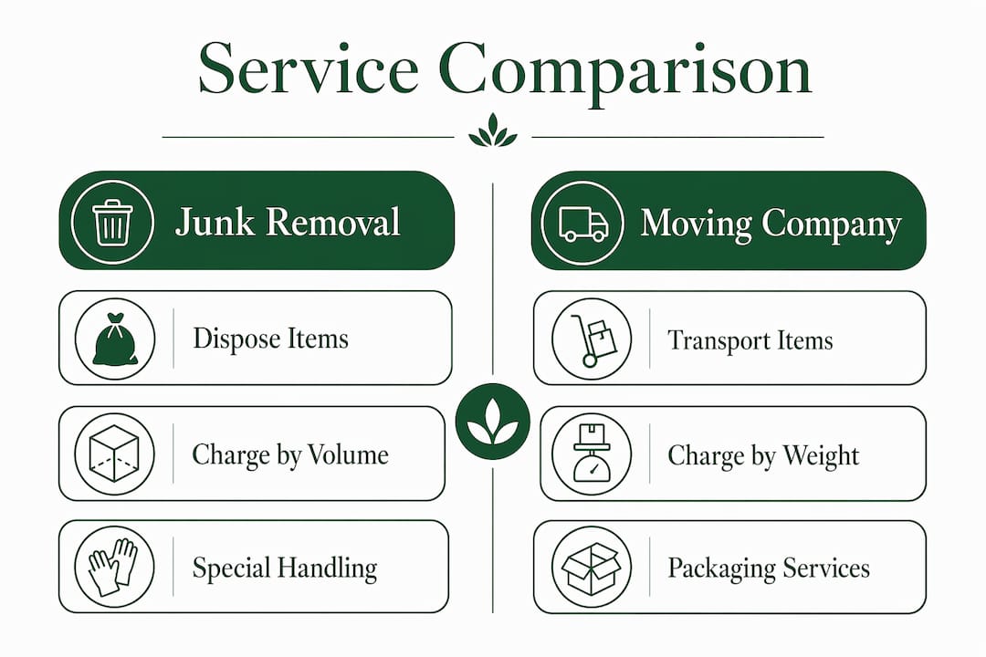 Infographic comparing junk removal and moving companies