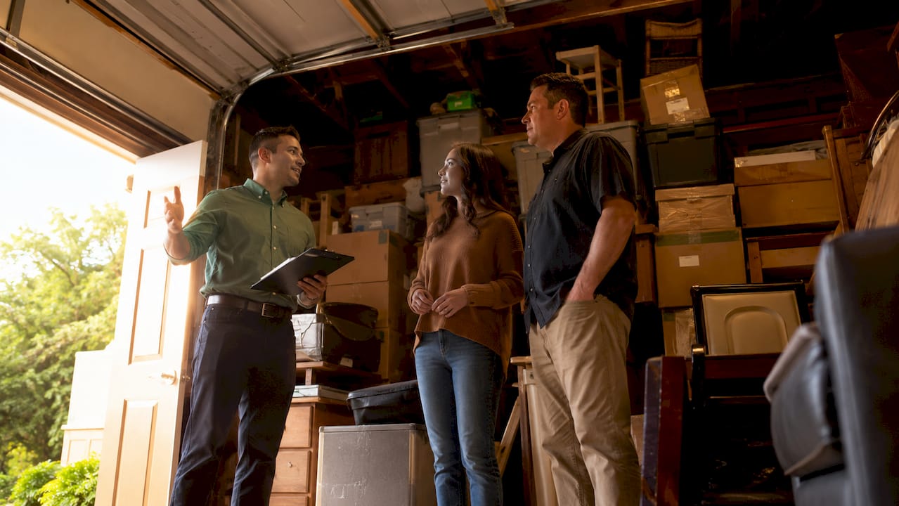 Homeowners consulting cleanout professional