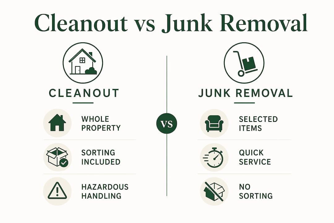 Infographic comparing cleanout and junk removal services