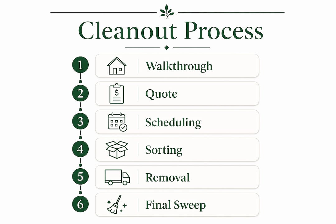 Infographic illustrating senior cleanout six-step process