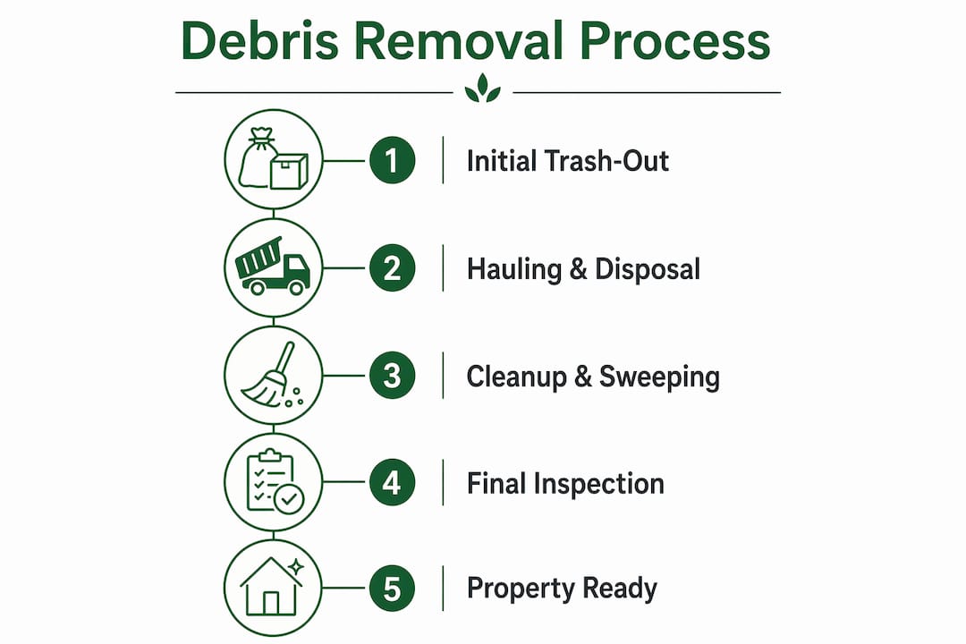 Infographic illustrating debris removal process steps