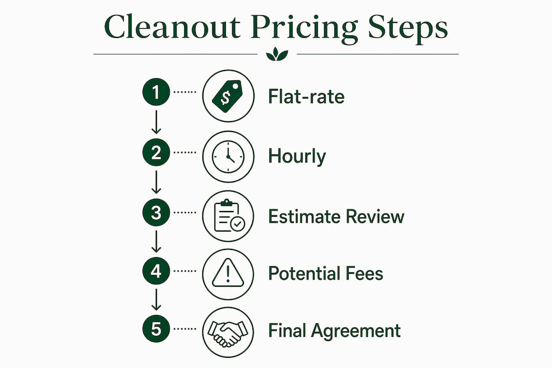 Infographic showing cleanout pricing steps and fee considerations