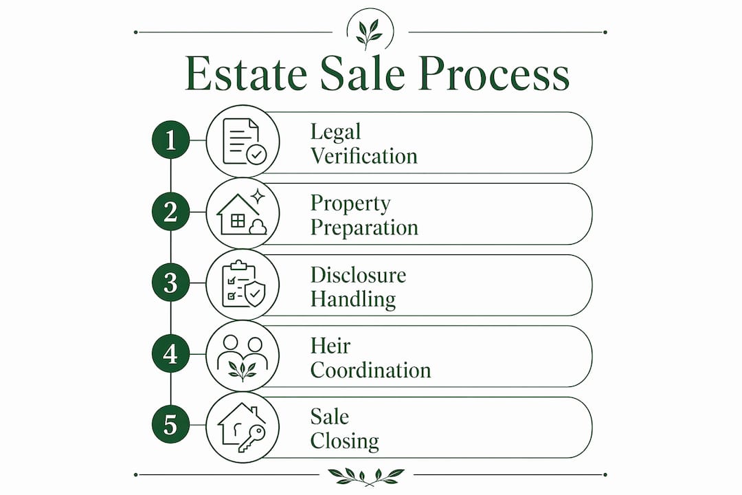 Infographic illustrating estate sale process steps
