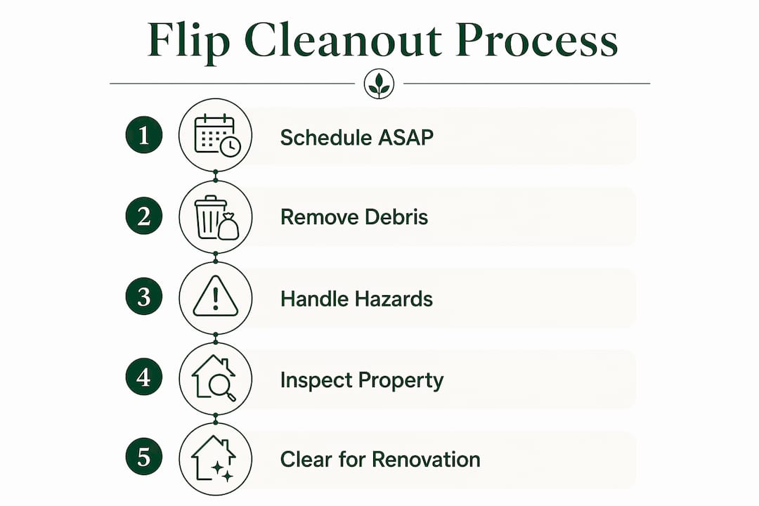 Infographic outlining flip property cleanout process steps