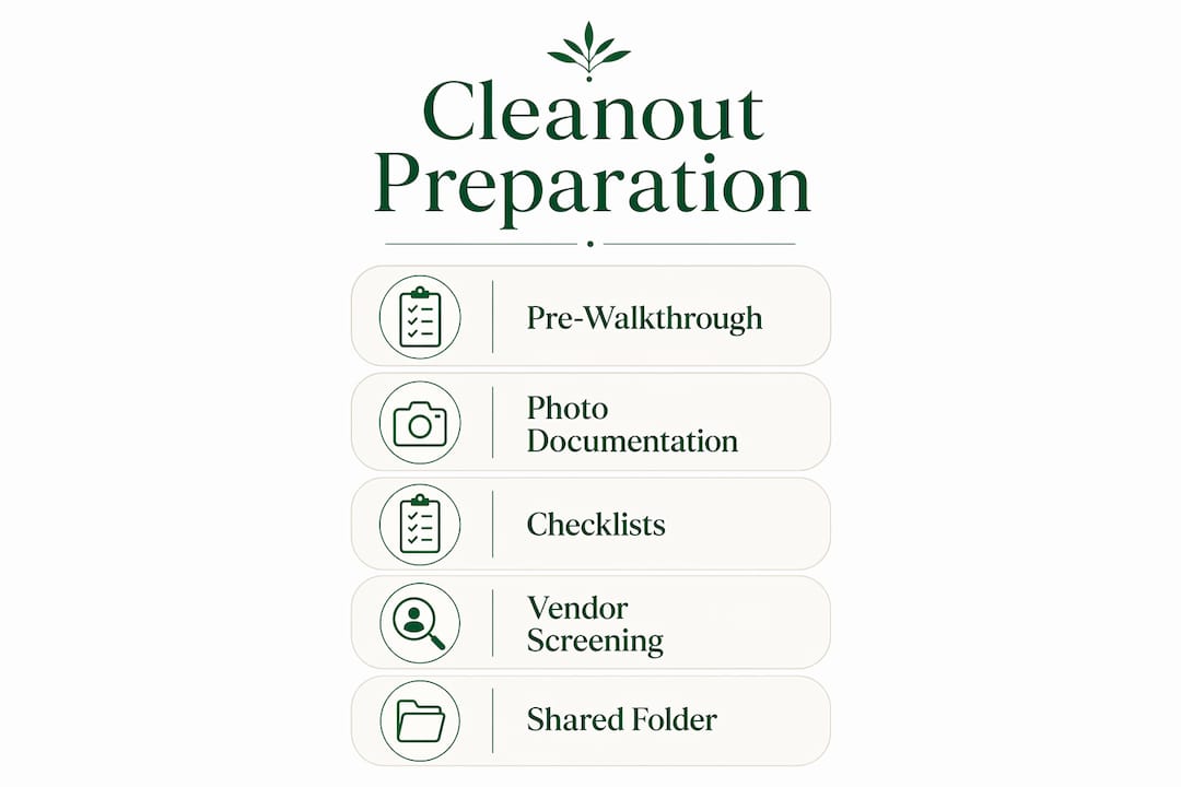 Infographic illustrating cleanout preparation steps