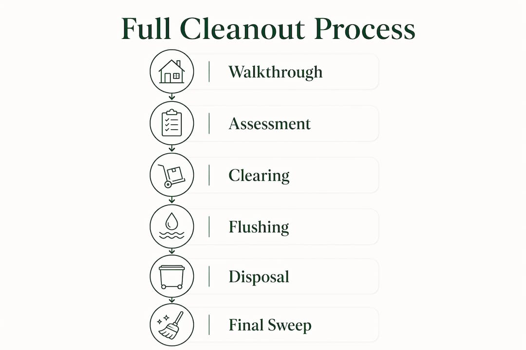 Infographic showing full cleanout process steps