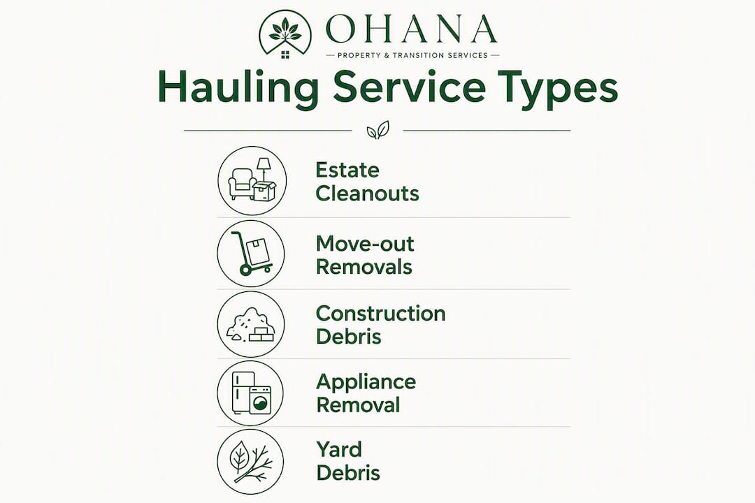 Infographic illustrating types of hauling services