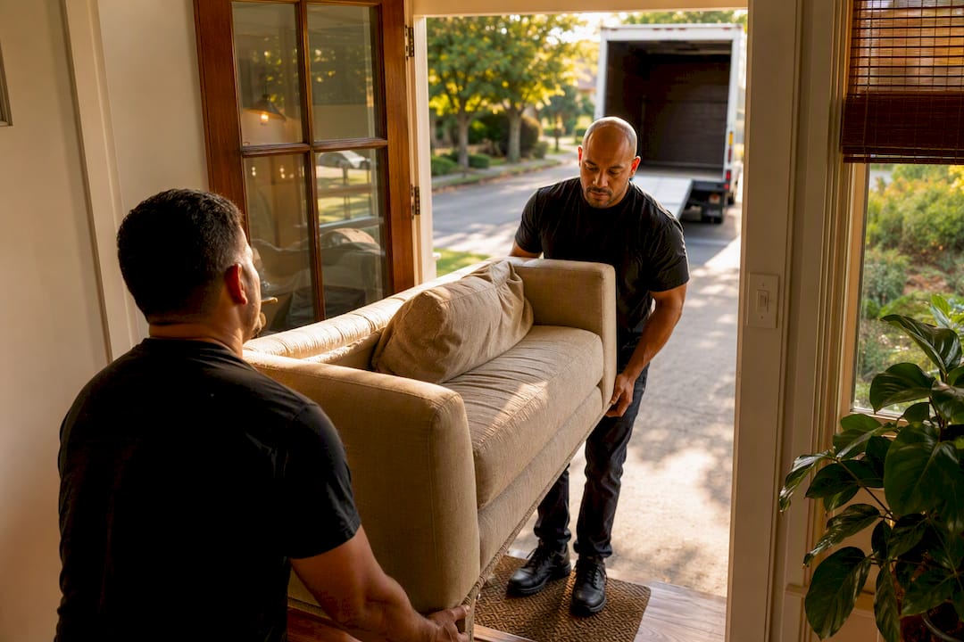 Cleanout crew hauling furniture from home