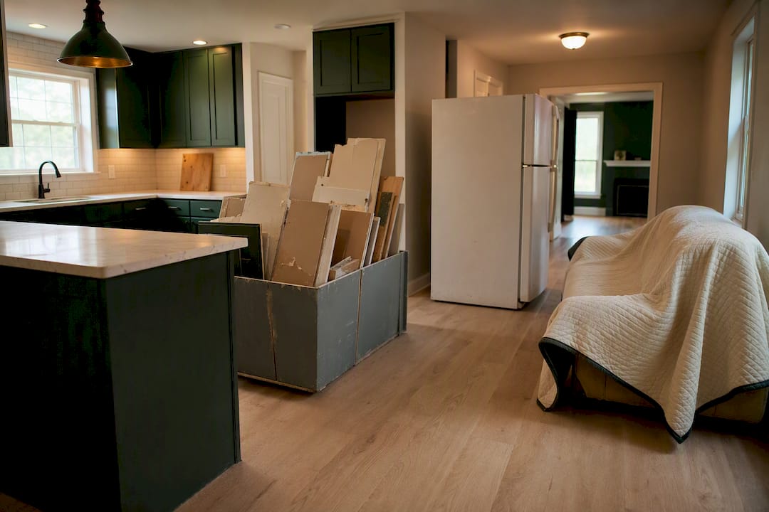 Renovation debris separated from household items