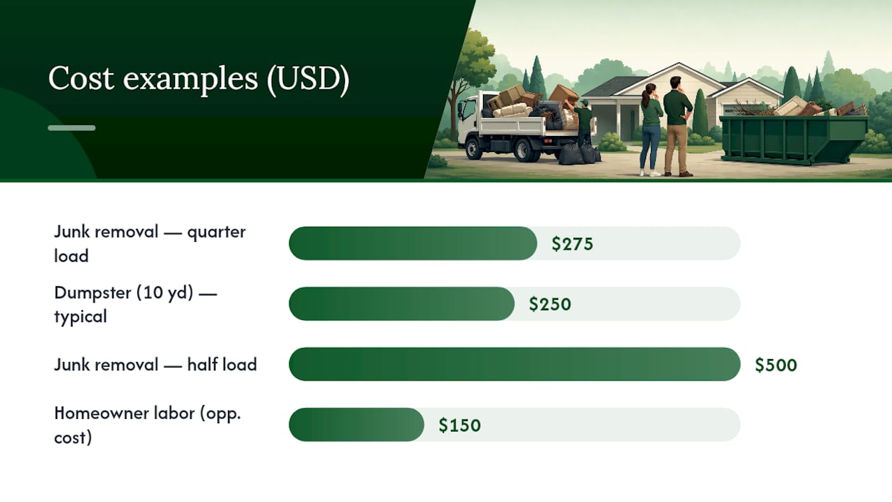 Cost factors comparing junk removal and dumpster rental