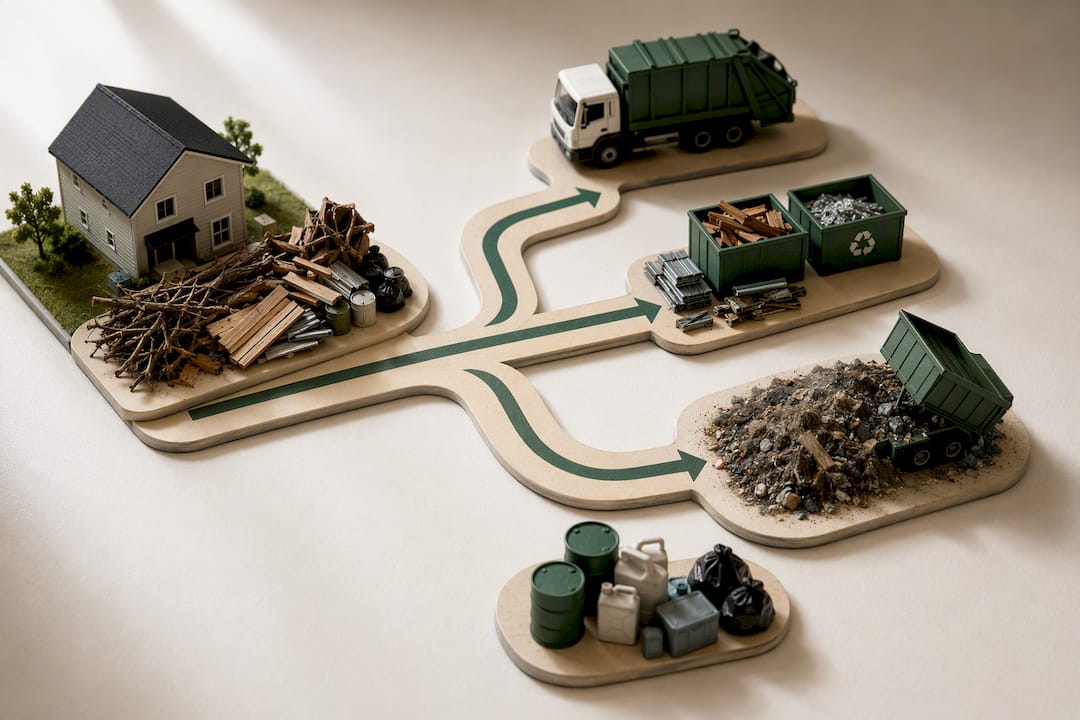Illustrated pathways for storm debris disposal