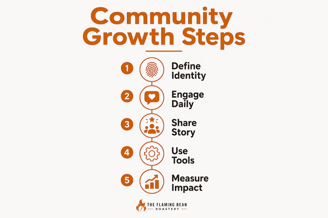 Infographic showing coffee brand community growth steps