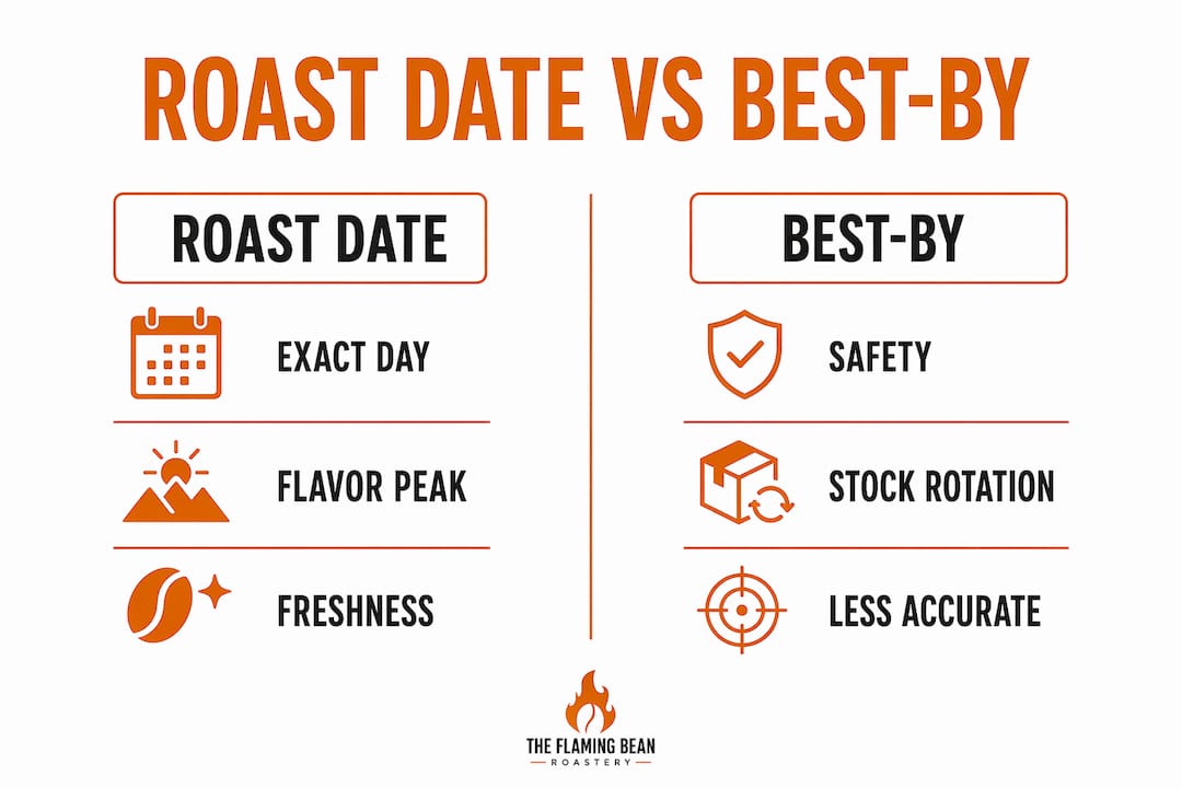 Infographic comparing roast date and best-by date