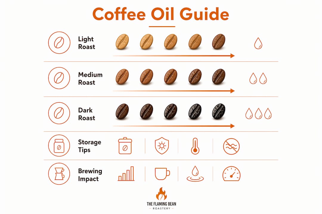 Infographic showing oil content stages and brewing impact