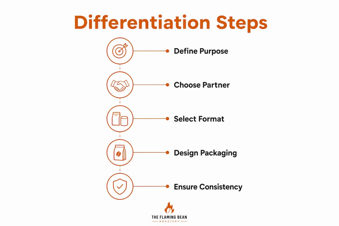 Infographic outlining key steps in coffee brand differentiation
