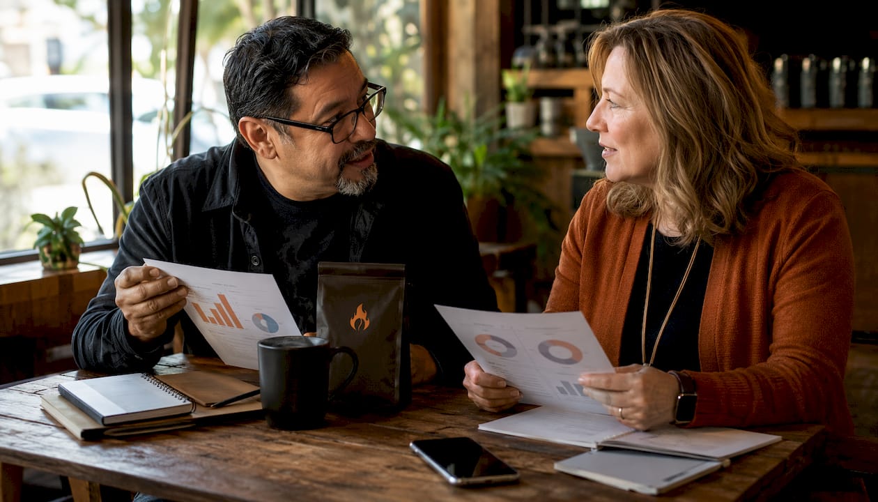 Church leaders discussing coffee sales strategy
