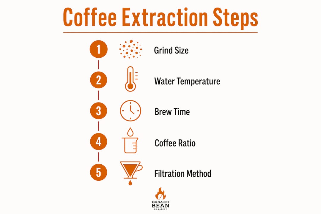 Infographic showing coffee extraction steps