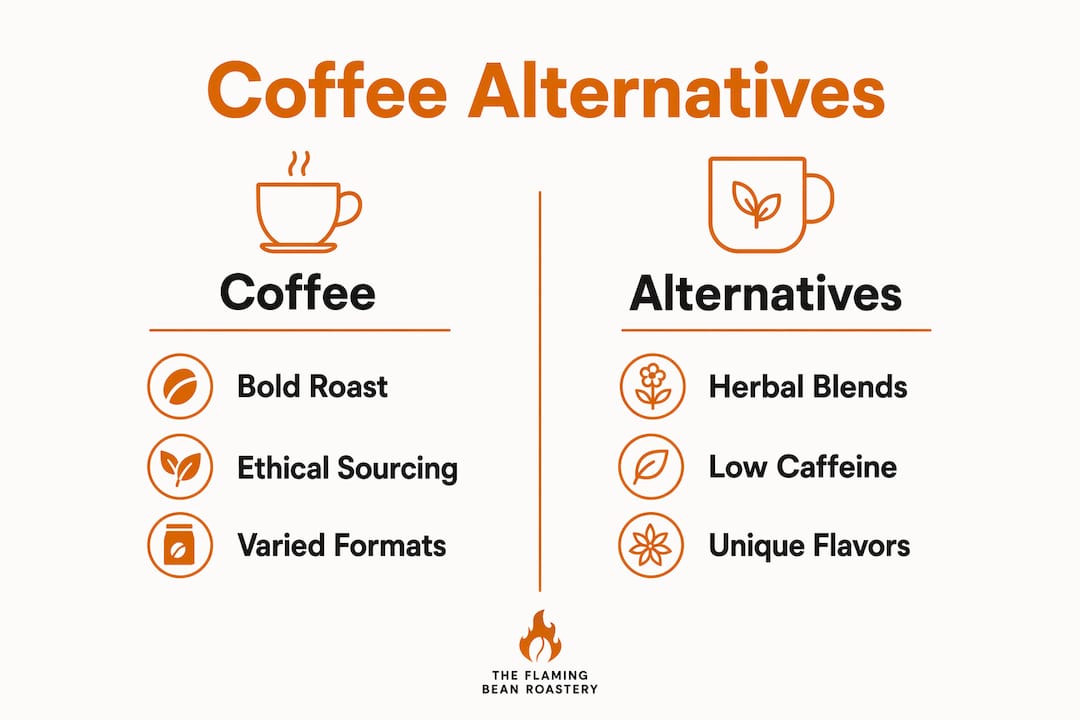Infographic comparing coffee and alternative beverages