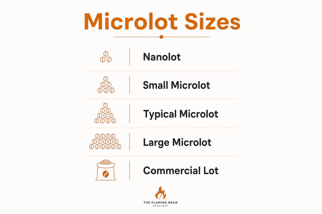 Infographic showing microlot size ranges and categories