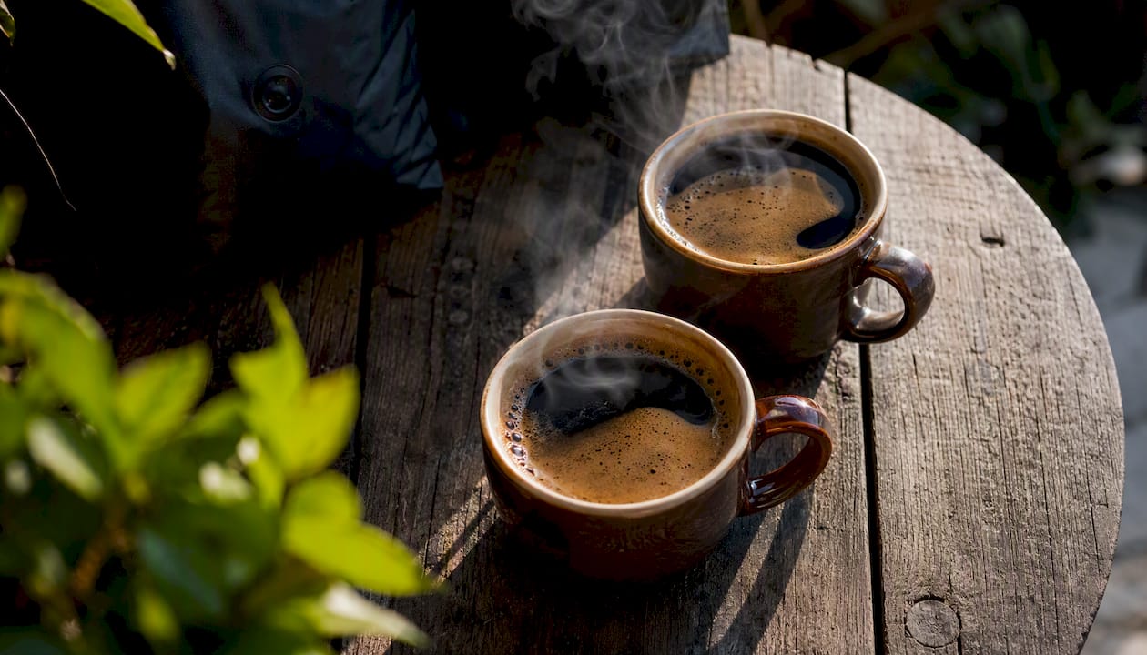 Cups with Evening Roast and Safe Ground coffee