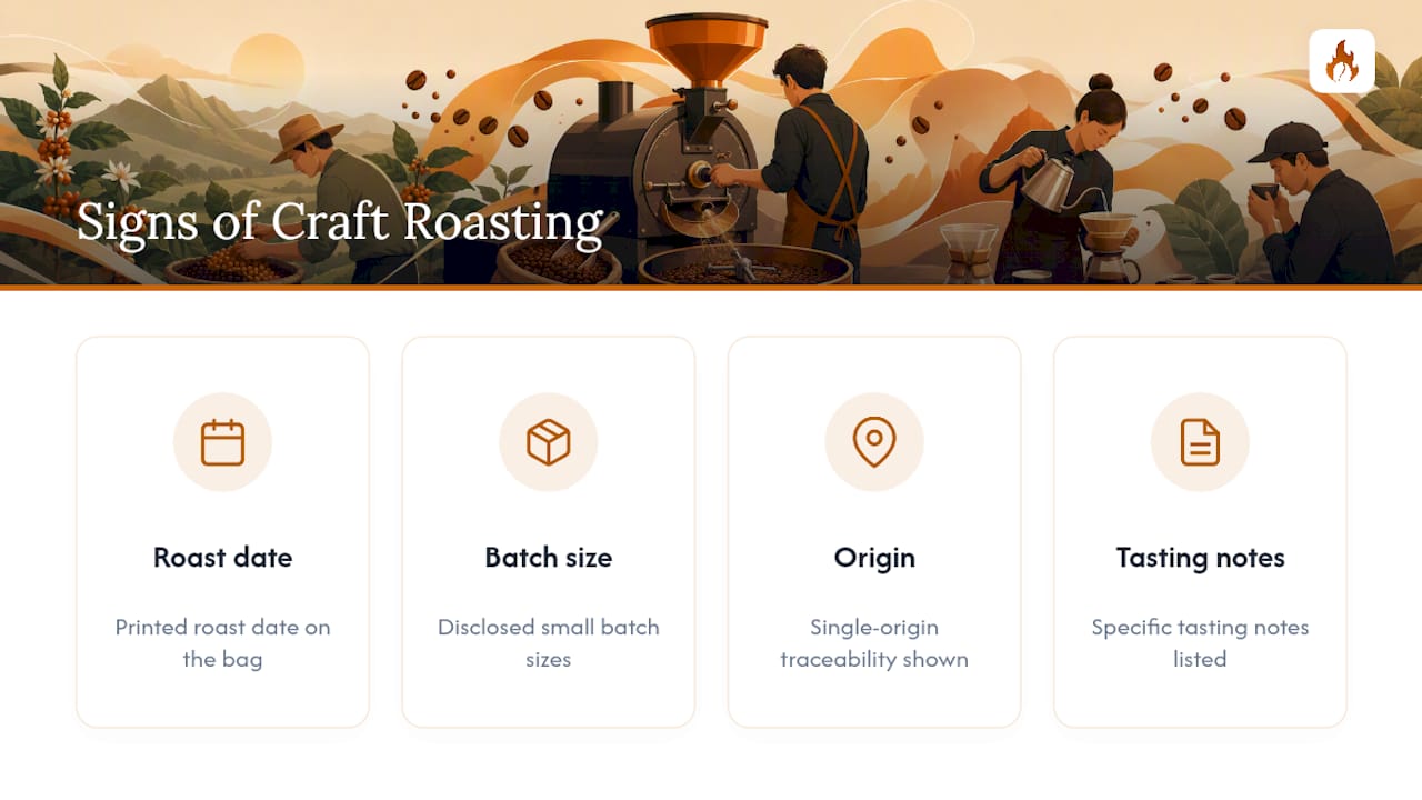 Diagram of craft roasting authenticity indicators
