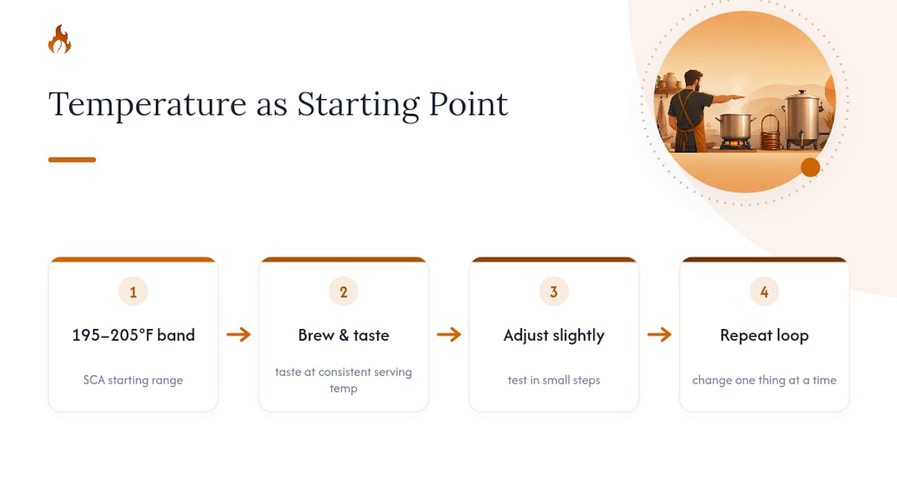 195 to 205 degree brewing range and tasting loop