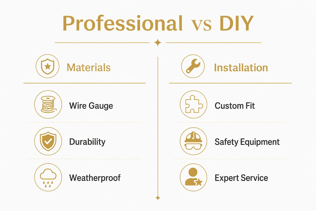 Infographic comparing professional and DIY holiday lighting