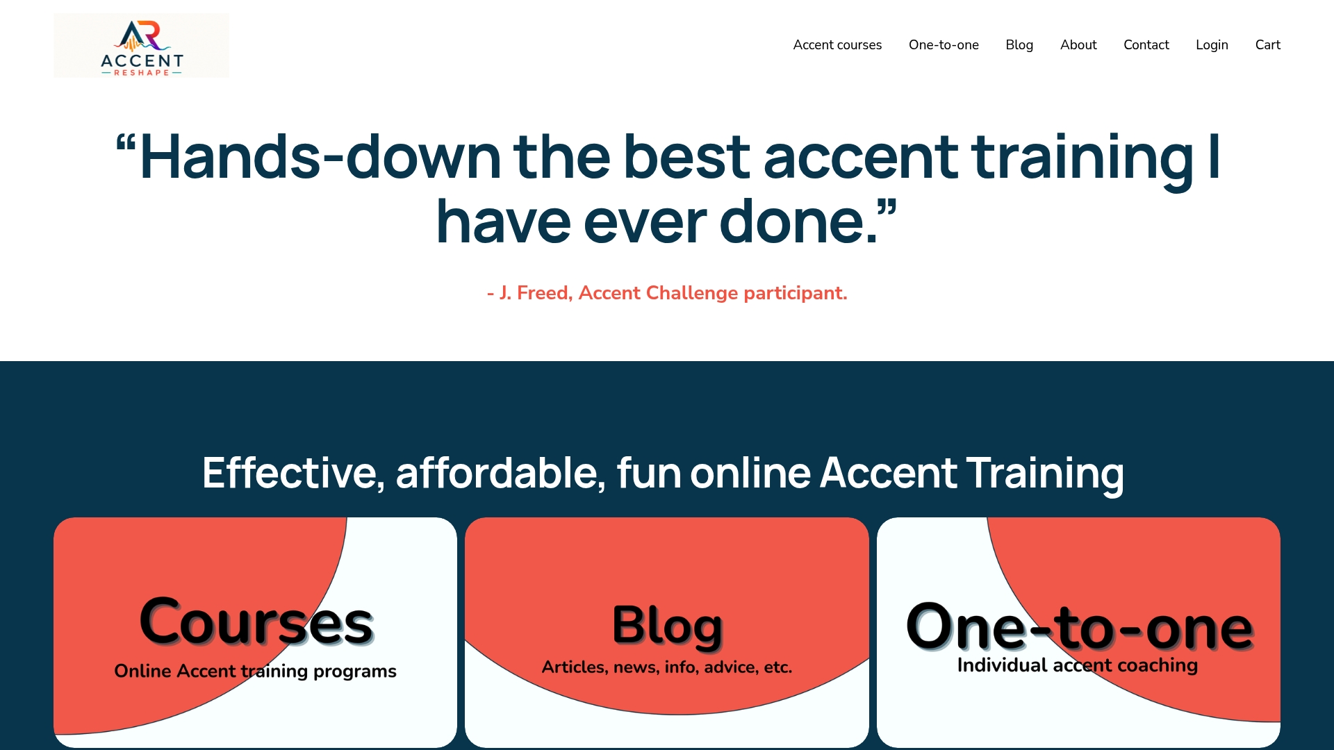 Accent Reshape accent coaching website preview