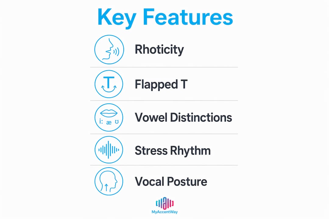 Infographic highlighting 5 key features of American speech
