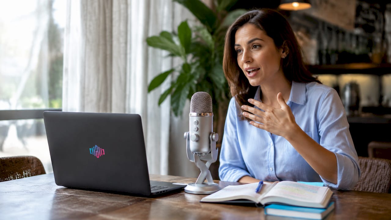 Professional woman in online accent coaching