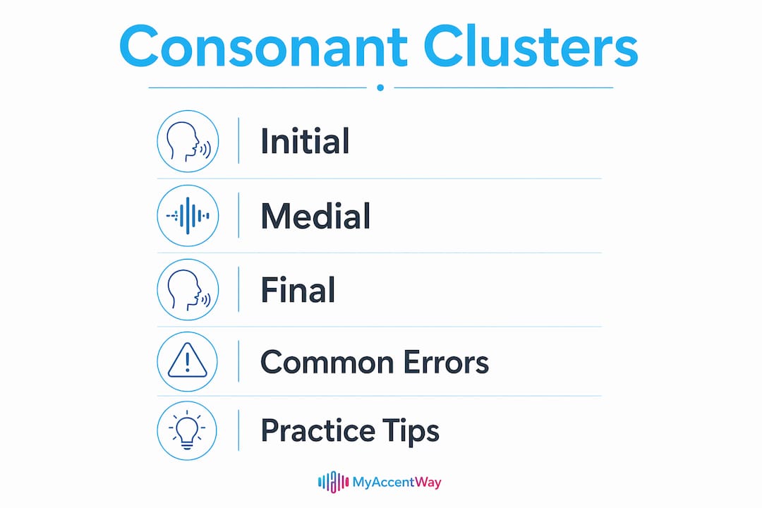 Infographic showing overview of American English consonant clusters