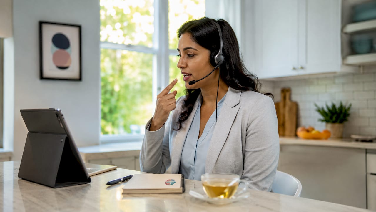 Healthcare professional in online accent training session