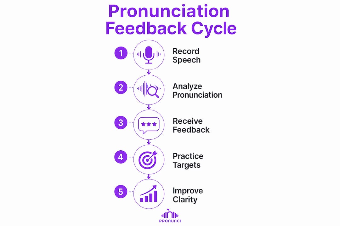 Infographic illustrating pronunciation feedback process