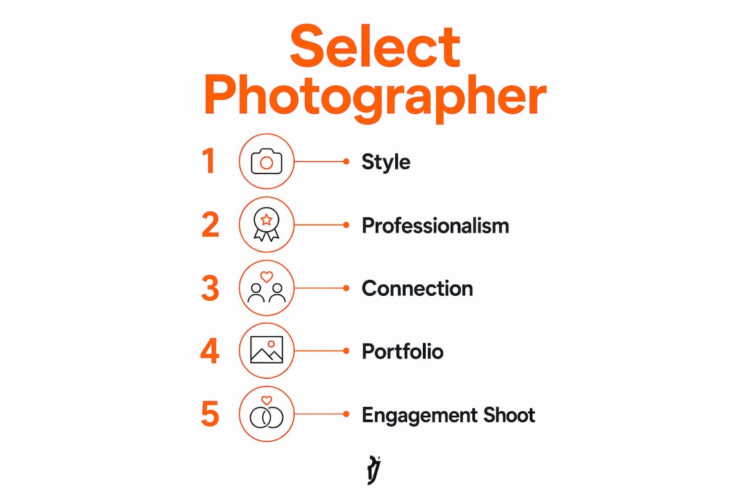 Infographic showing steps to choose wedding photographer