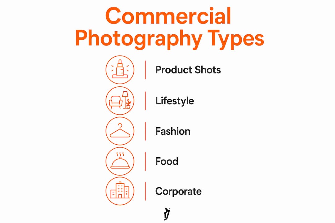 Infographic showing main types of commercial photography