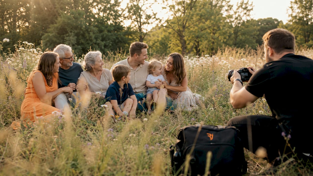 Multigenerational family photography outdoors in garden