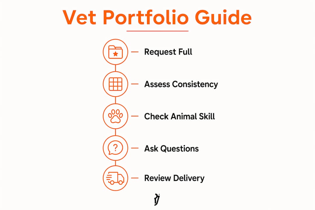 Infographic showing vet photographer portfolio checklist