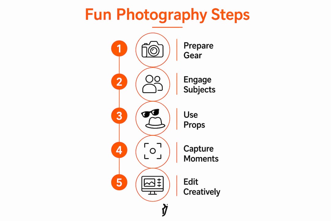 Infographic showing key steps for fun photography style
