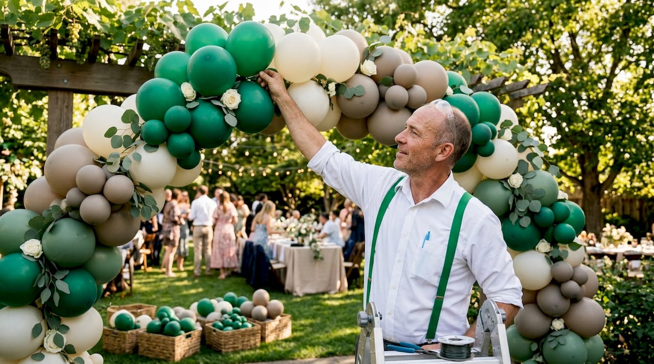 What Does a Balloon Artist Do? Roles and Skills Balloon decorator installing large balloon arch
