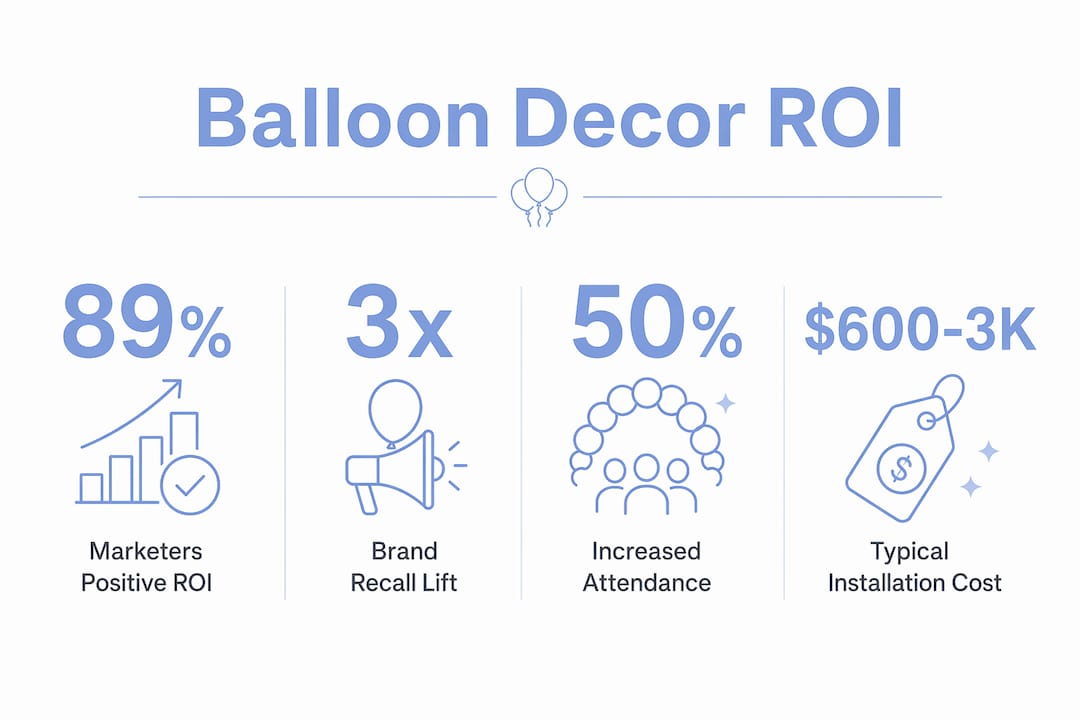 Infographic showing key ROI stats for corporate balloon decor