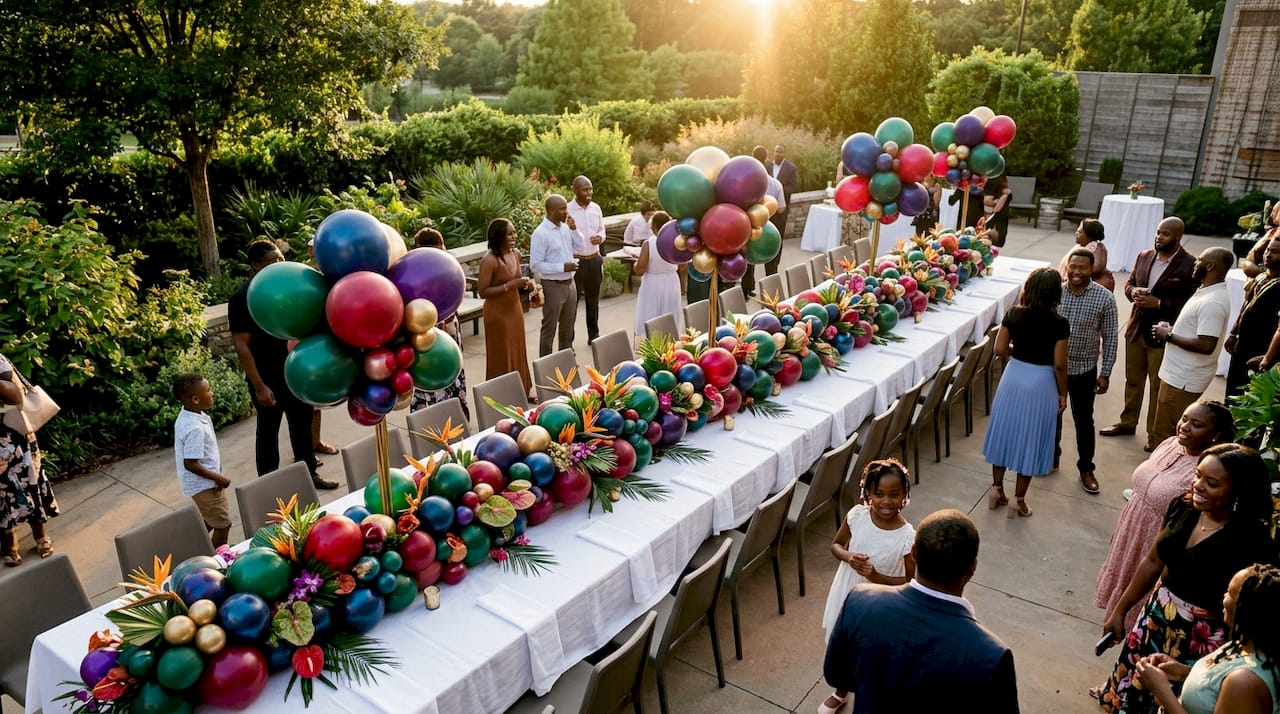 Types of Balloon Centerpieces: Your 2026 Event Guide Varied balloon centerpiece styles on banquet table