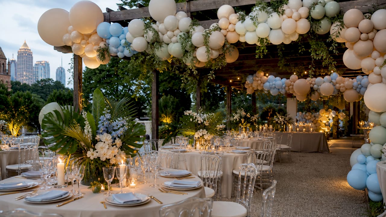 Balloon Businesses: Your 2026 Guide to Decor and Startup Organic balloon garlands at outdoor Atlanta wedding