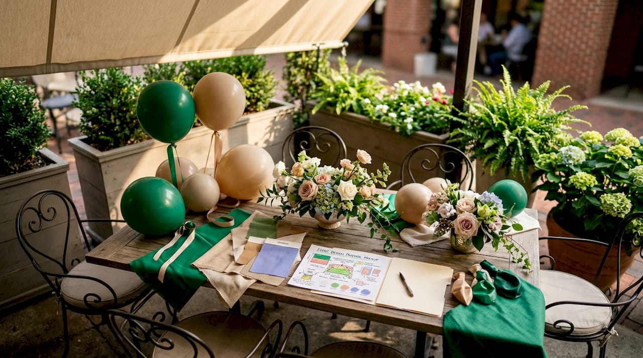How to Hire Event Decor Near Me: Atlanta's 2026 Guide Event decor consultation workspace with samples and proposals