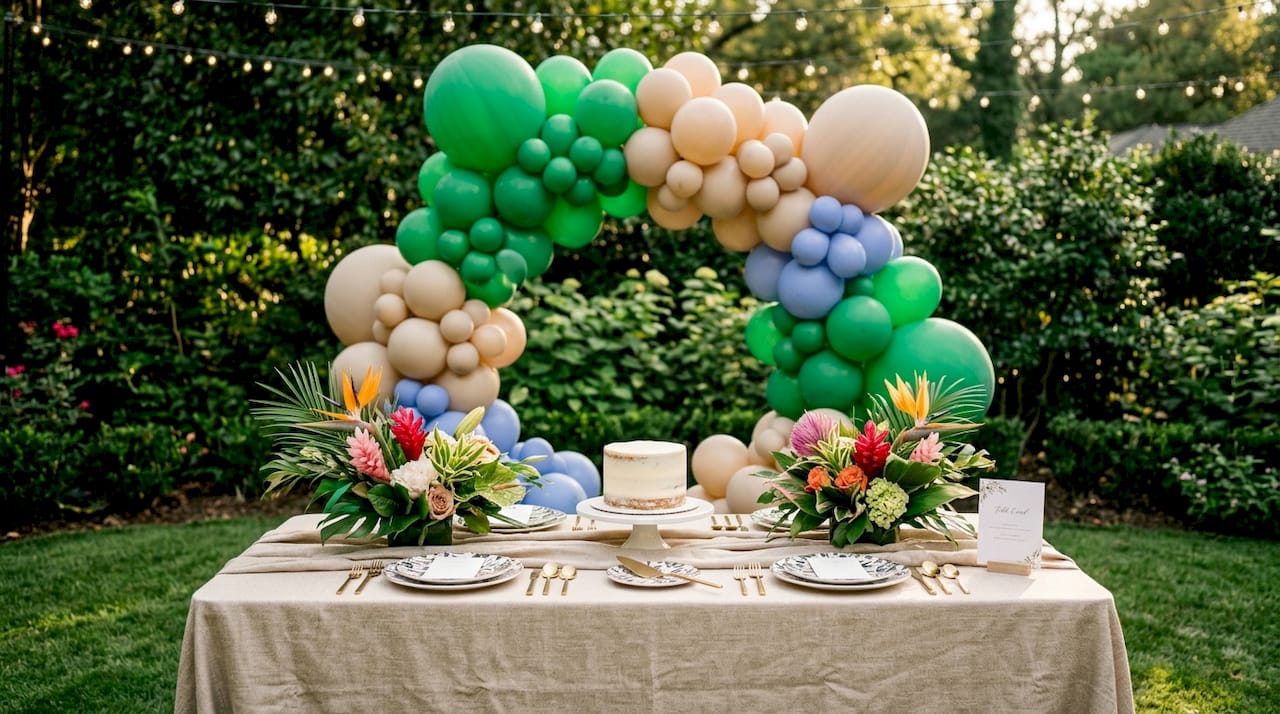 Luxury First Birthday Party Ideas for an Unforgettable Celebration Upscale birthday cake table with balloons and flowers in Atlanta venue