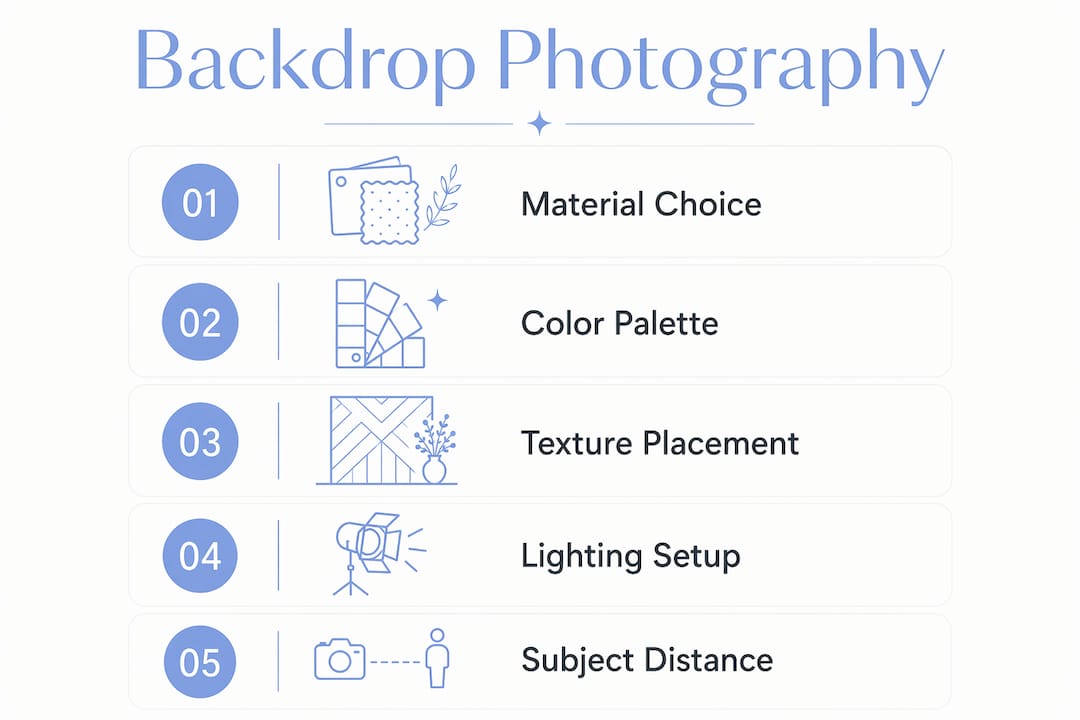 Role of Backdrops in Photography for Atlanta Planners Infographic showing steps for backdrop photography